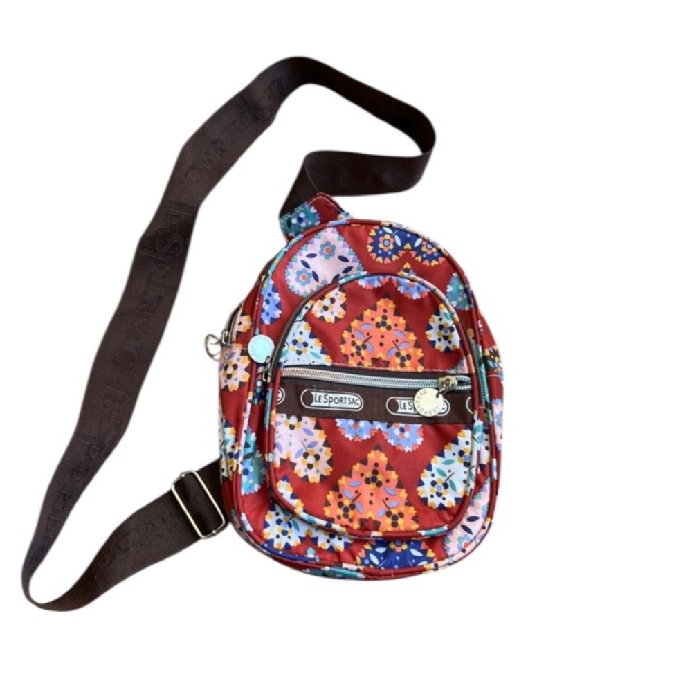 LeSportsac Red Multicolor Patterned Sling Bag